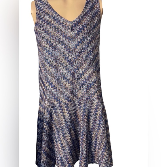 Anthropologie Maeve Westwater Zig Zag Drop Waist Dress Size Medium - Picture 1 of 11